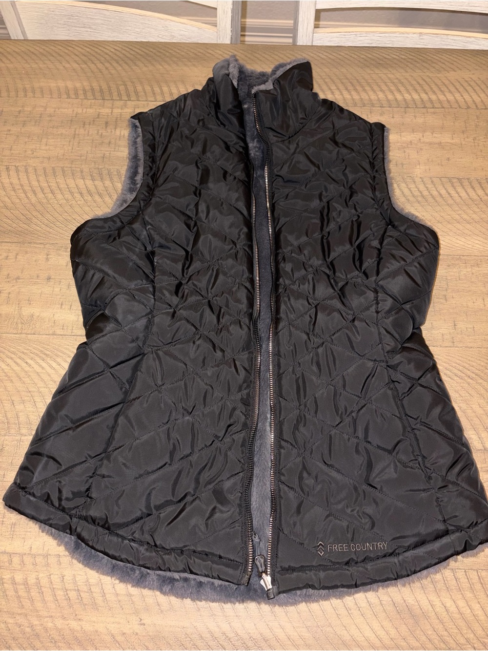 Free Country Black Quilted Fleece-Lined Vest